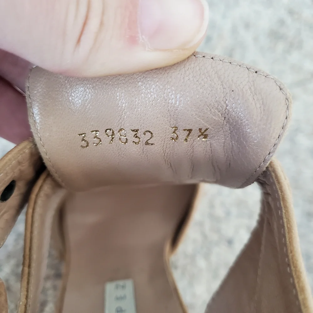 Pura Lopez tan sandal wedge peep toe wood heel